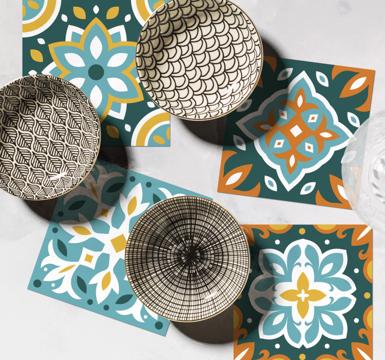 Farverige ornament fliser coaster - TenStickers