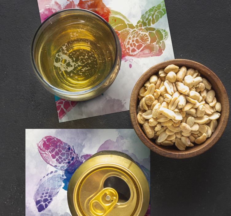 Farverige skildpadde plask øl coaster - TenStickers