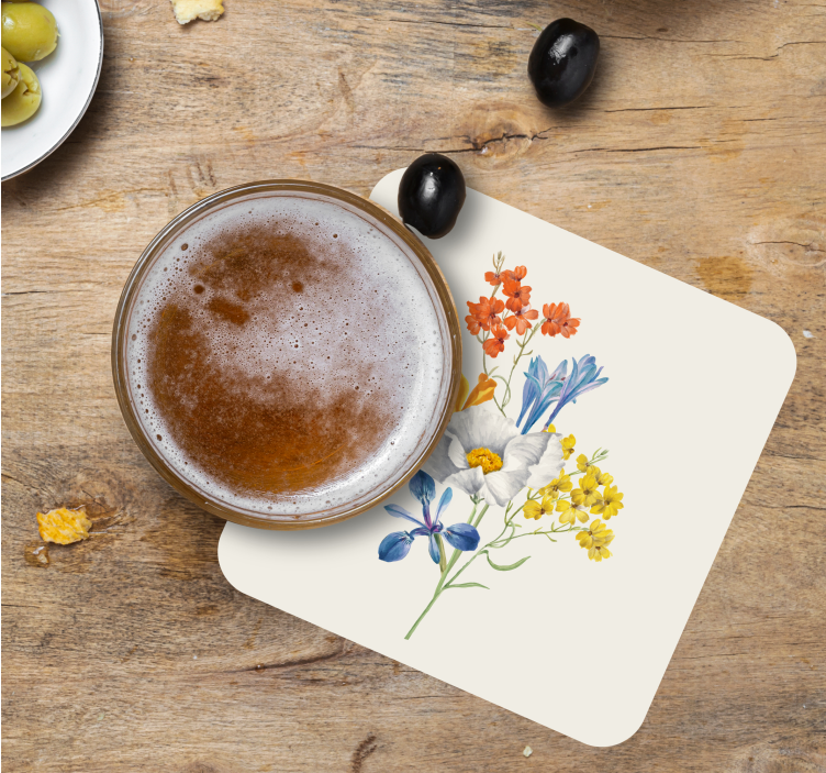 Farverigt blomsterarrangement vintage coaster - TenStickers