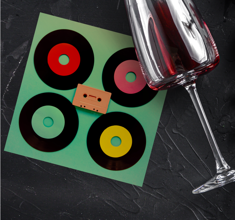 Freaky diskotek vinylplade nørd coaster - TenStickers