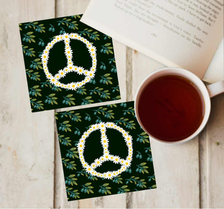 Fredssymboler med tusindfryd vintage coaster - TenStickers