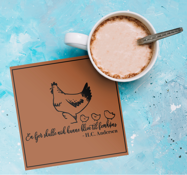 Hc andersen fjer og høns citat coastere - TenStickers