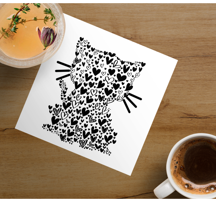 Kat hjerter moderne coaster - TenStickers