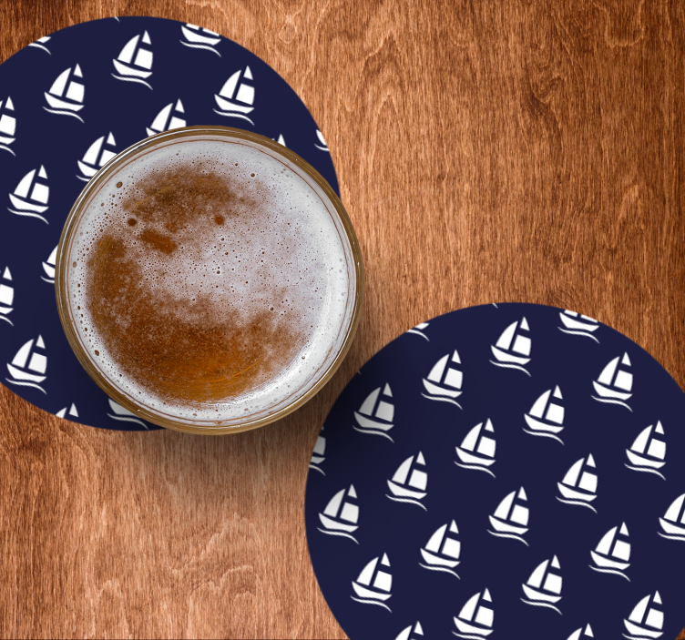 Marineblå nautisk mønster moderne coaster - TenStickers