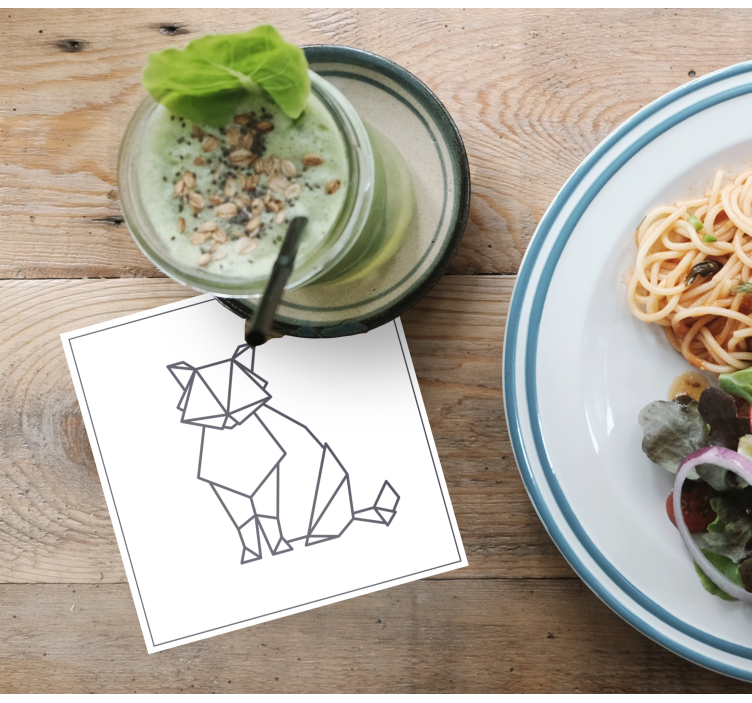 Origami kat moderne vinyl coaster - TenStickers