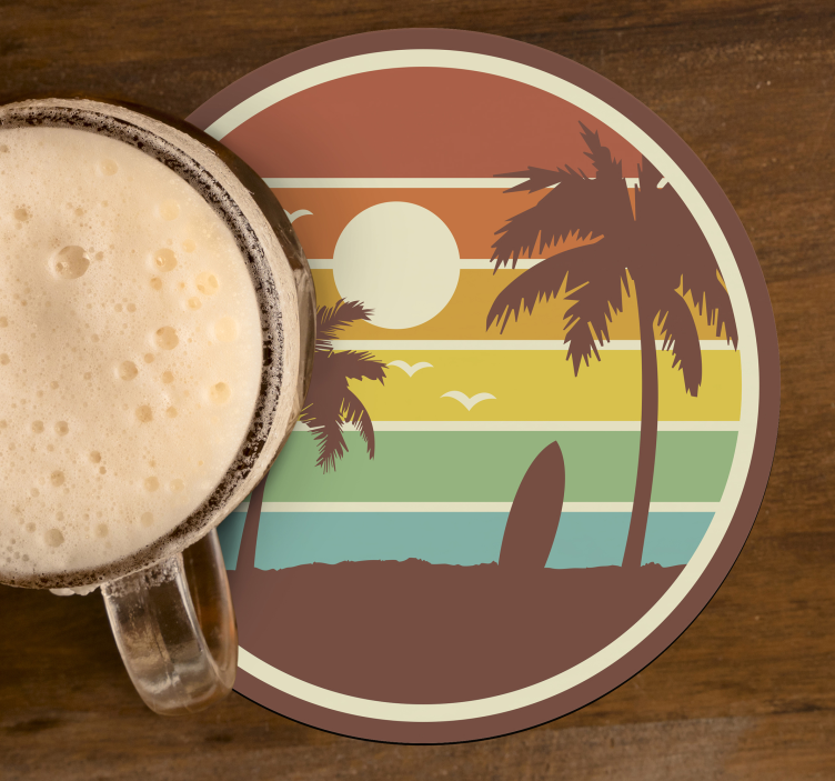 Retro surf landskab drink coaster - TenStickers