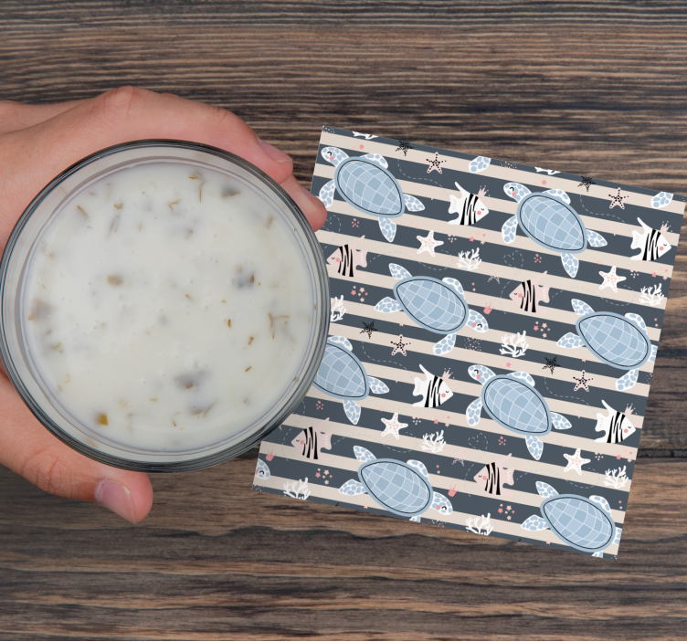 Skildpadder og striber mønster flere coasters - TenStickers