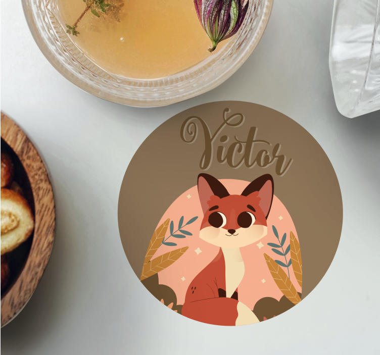 Sød ræv til dreng med navneunderlag - TenStickers