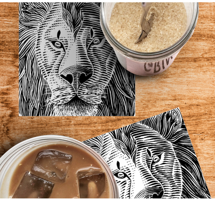 Sort løvehoved på hvid baggrund coaster - TenStickers