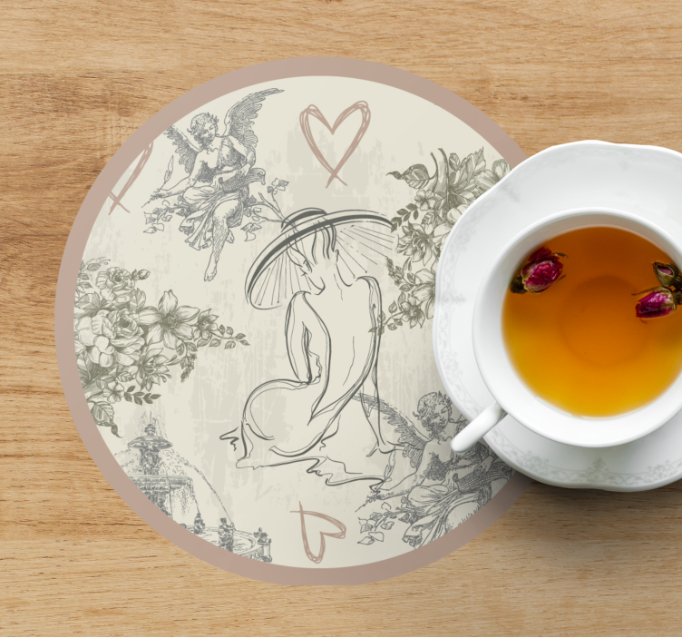 Vintage fransk, romantisk mønster vintage coaster - TenStickers