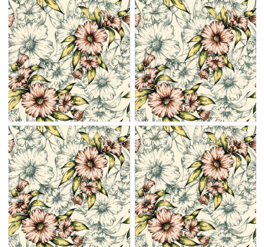 Blomsterprint natur coaster - TenStickers