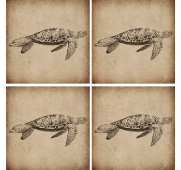 Skildpadde, illustration, dyr, coaster - TenStickers