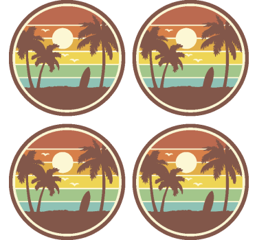 Retro surf landskab drink coaster - TenStickers