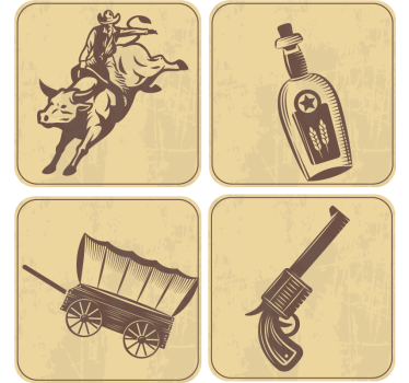 Vintage coaster rodeo cowboy vintage kunst - TenStickers