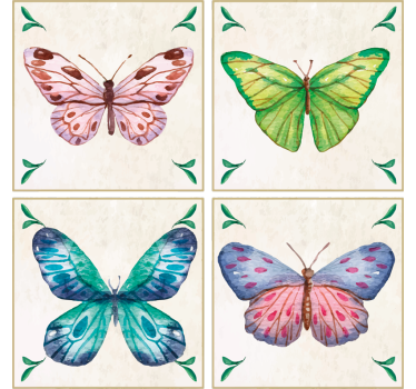 Sommerfugle fliser sommerfugl coaster sæt - TenStickers