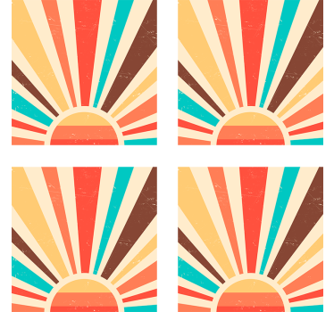 Abstrakt vintage solnedgang 70'ere coaster sæt - TenStickers