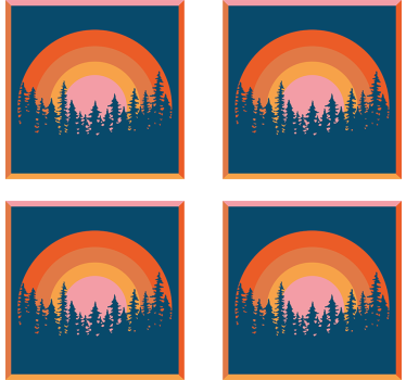 Vintage sol og træer 70'ere coaster sæt - TenStickers