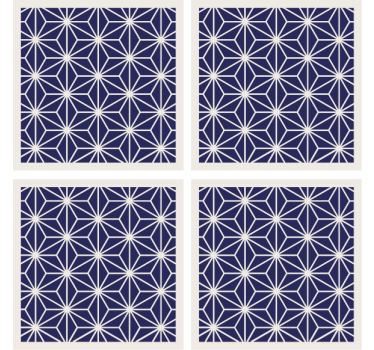 Blå japansk mønster retro coastere - TenStickers