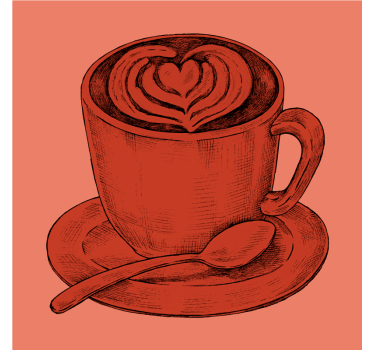 Vintage coaster med hjerte motiv kaffekop - TenStickers