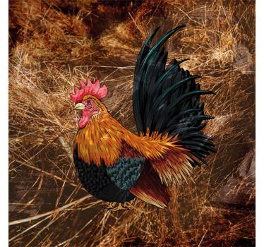 Vintage coaster med farverigt kyllingeartwork - TenStickers