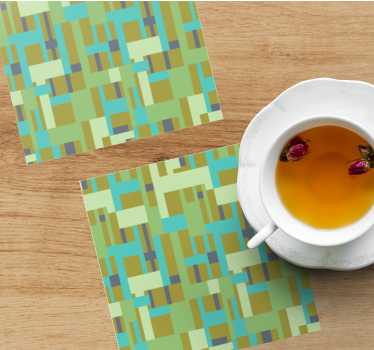 Retro rektangel mønster grøn skygge retro coasters - TenStickers