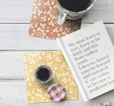 Vintage coaster med blomsterprint kvadratiske fliser - TenStickers