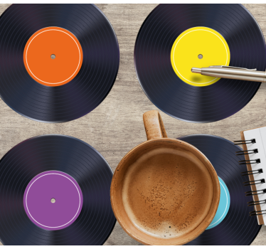Vintage coaster med farverige vinylplader - TenStickers