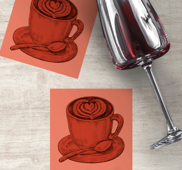 Vintage coaster med hjerte motiv kaffekop - TenStickers