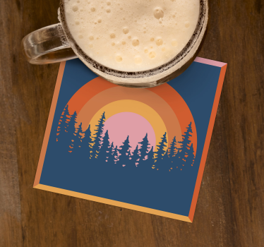 Vintage sol og træer 70'ere coaster sæt - TenStickers