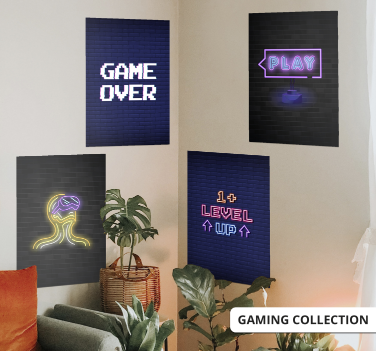 Gaming play neon skilt poster - TenStickers