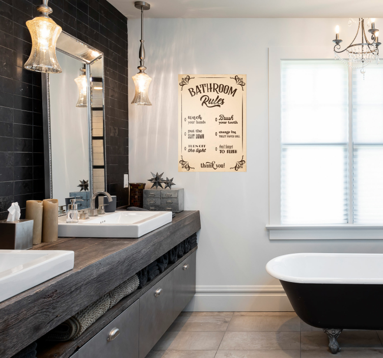 Badeværelse regler vintage plakat - TenStickers