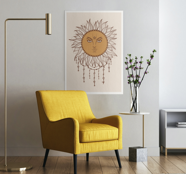 Boho detaljeret sol plakat - TenStickers