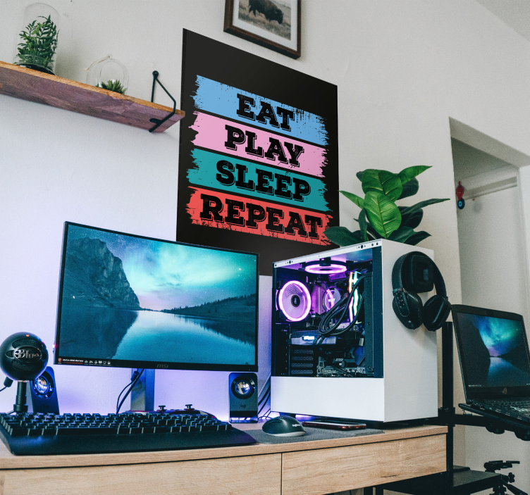 Eat Play Sleep Repeat plakat - TenStickers