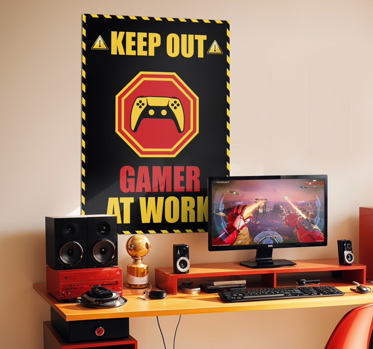 gamer på arbejde videospil plakat - TenStickers