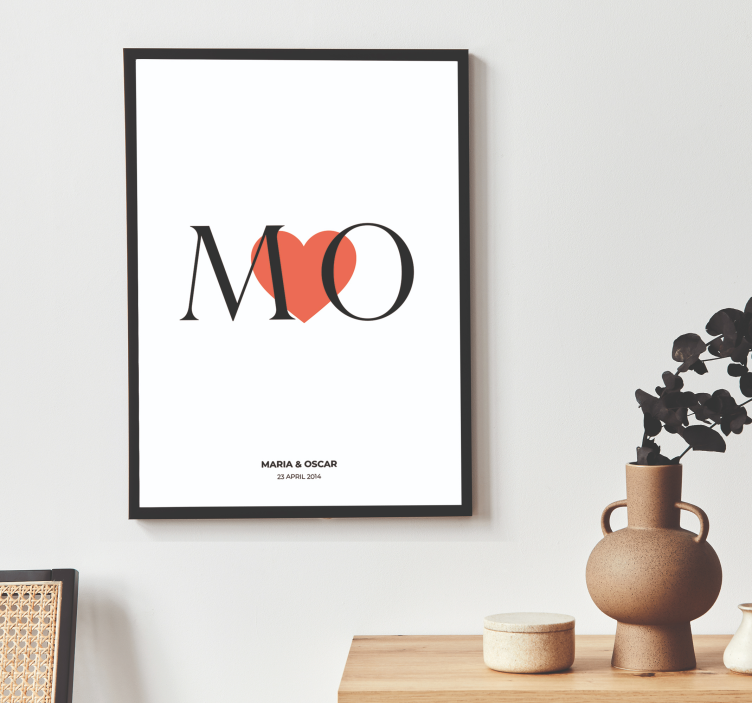 Initialer tilpasset kærlighed Plakat, som kan tilpasses - TenStickers