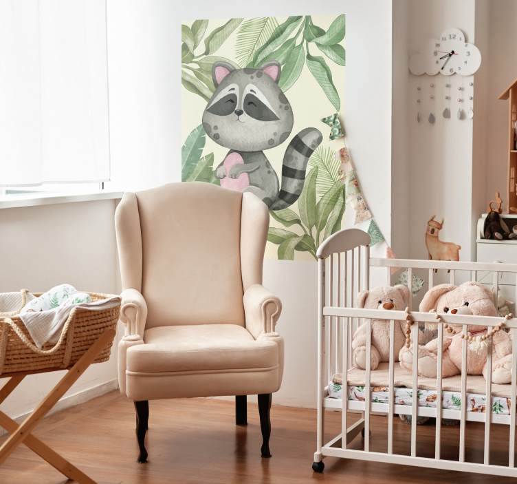 Jungle plakat af vaskebjørn - TenStickers