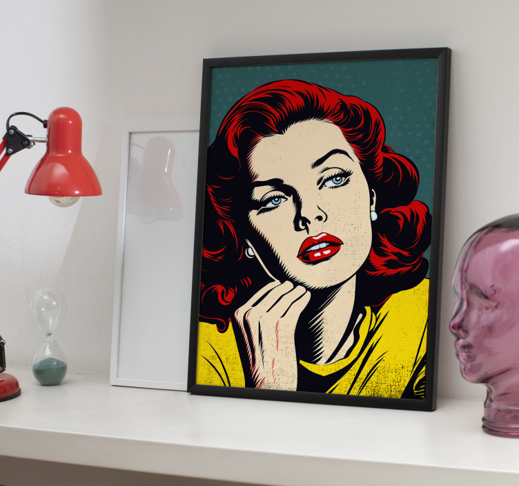 Klassisk smuk kvinde pop art-plakat - TenStickers