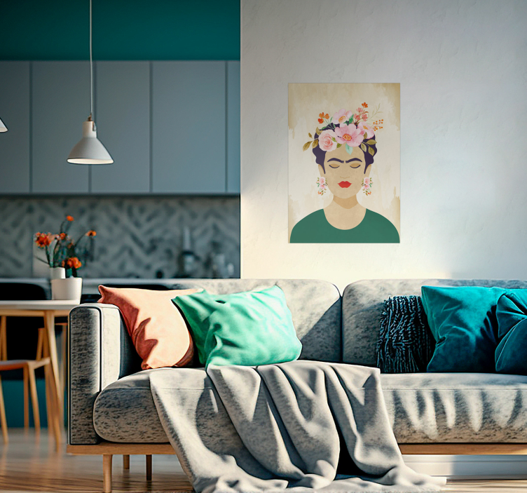 Kvinde med blomster Kunstplakat - TenStickers