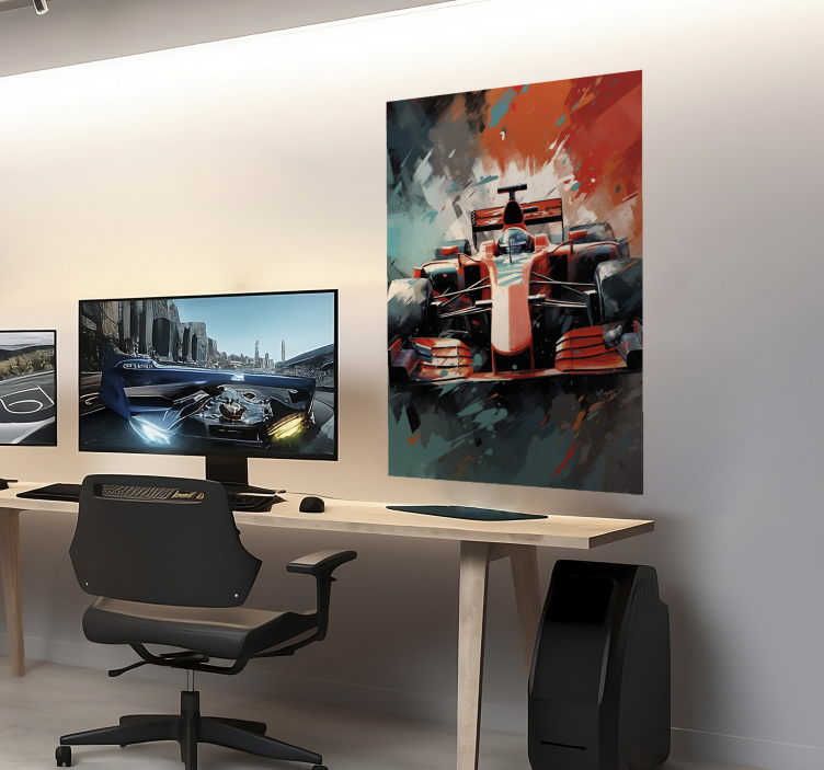 Rød racer bil Formel 1 plakat - TenStickers