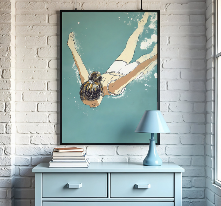 Svømmer plakat kunstnerisk tegning - TenStickers