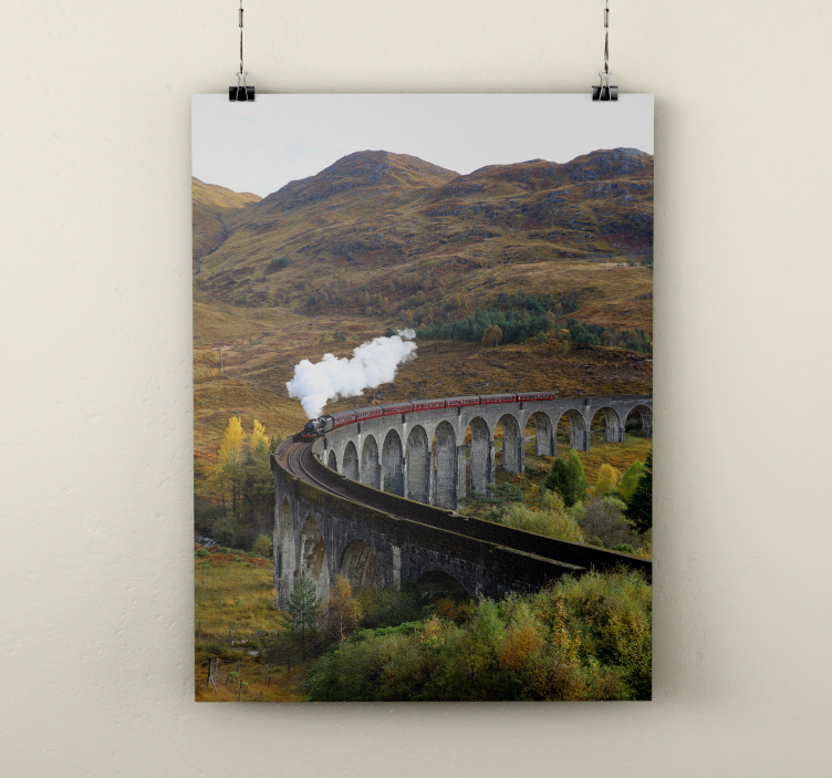 Tog i bevægelse realistisk fotoplakat - TenStickers