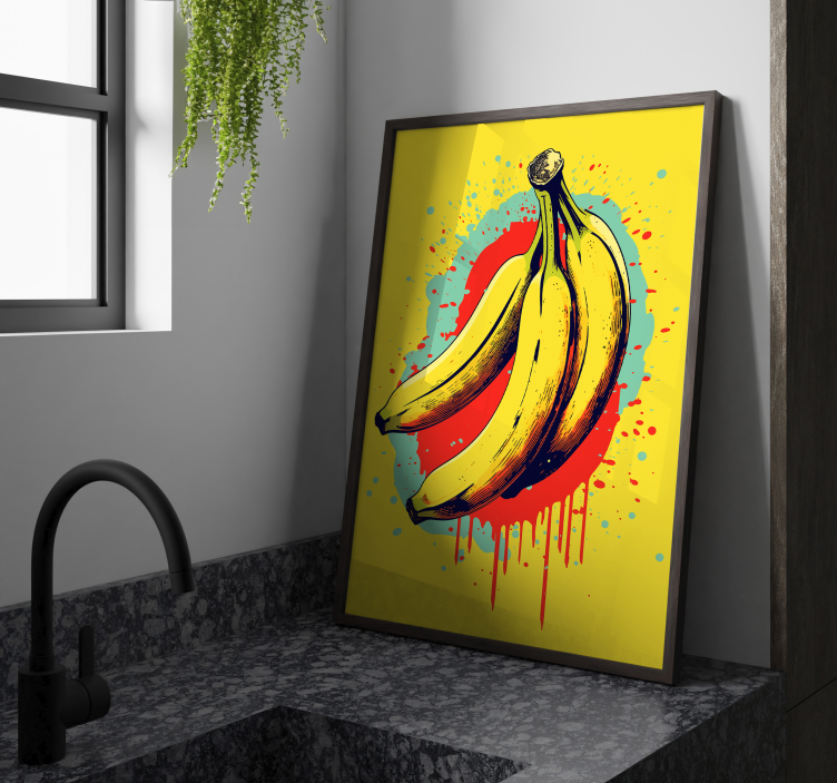 Tre bananer pop art-plakat - TenStickers