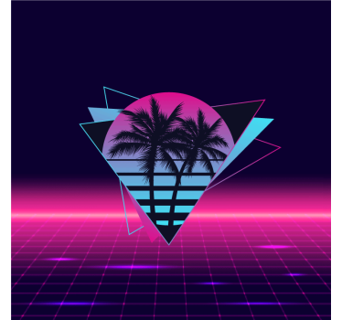 Plakat stue med vaporwave stil palme træ - TenStickers