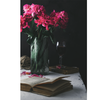 Plakat stue vin glas og vase - TenStickers
