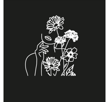 Plakat stue kvinde og solsikker minimalistisk design - TenStickers