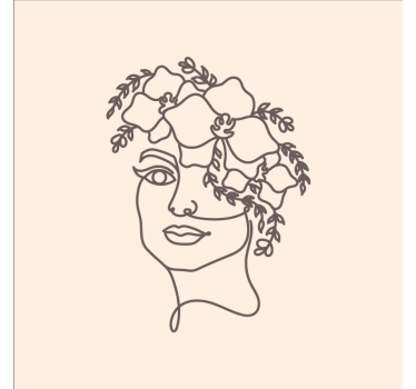 Plakat stue silhuet minimalistisk sød kvinde blomster - TenStickers