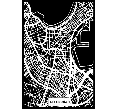 Plakat stue topografisk kort coruña - TenStickers