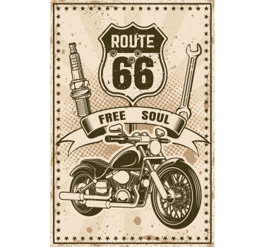 Plakat stue route 66 motorcykel - TenStickers