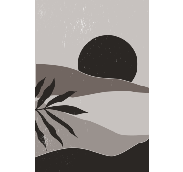 Plakat stue sort og hvid solnedgang i ørkenen - TenStickers