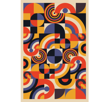 Plakat stue farverige bauhaus cirkler - TenStickers